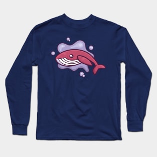 cute pink whale cartoon design Long Sleeve T-Shirt